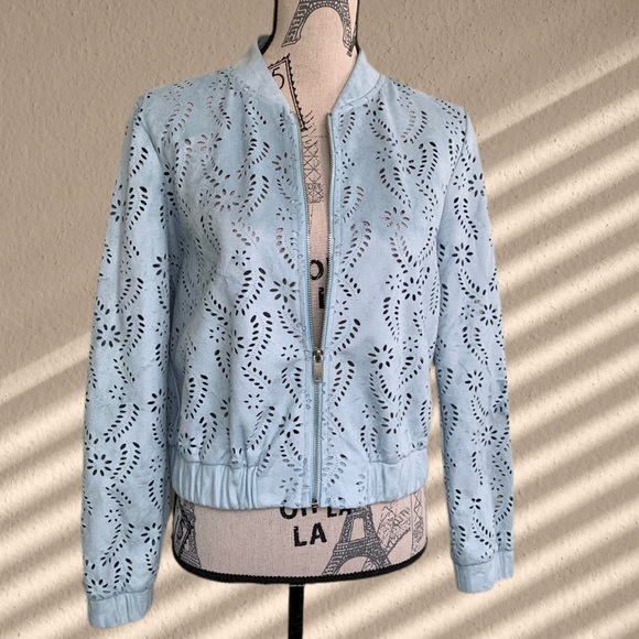 FOREVER 21 blue faux suede jacket s/m - Picture 10 of 11